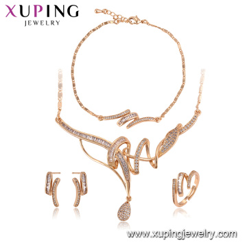 64576 Xuping Großhandel Umwelt Kupfer Materialien edlen 18 Karat Goldschmuck Set Imitation Schmuck